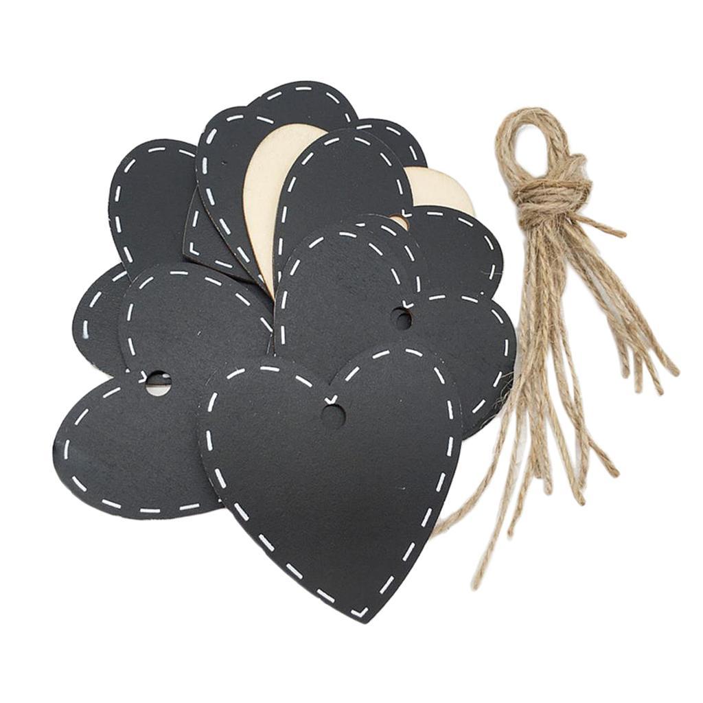 10 Pieces 72x73mm Gift Tags Wood Love Heart Shapes Signs with String Wedding Craft Hang Tags Mini Hanging Wooden Blackboard Valentine's Day Gift Party Supplies