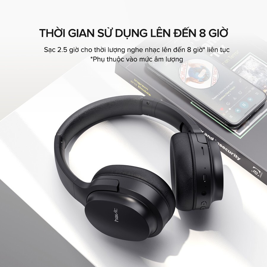 Tai Nghe Bluetooth Headphone HAVIT i62, Driver 40mm, Bluetooth 5.0, Nghe Đến 8H, Gập Gọn 90 - Hàng Chính Hãng