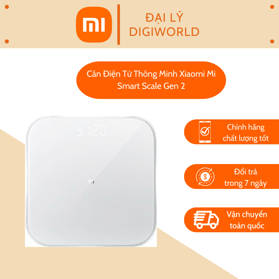 Cân Điện Tử Thông Minh Xiaomi Mi Smart Scale Gen 2 - Hàng chính hãng - Cân thông minh Phân tích chỉ số sức khỏe gia đình