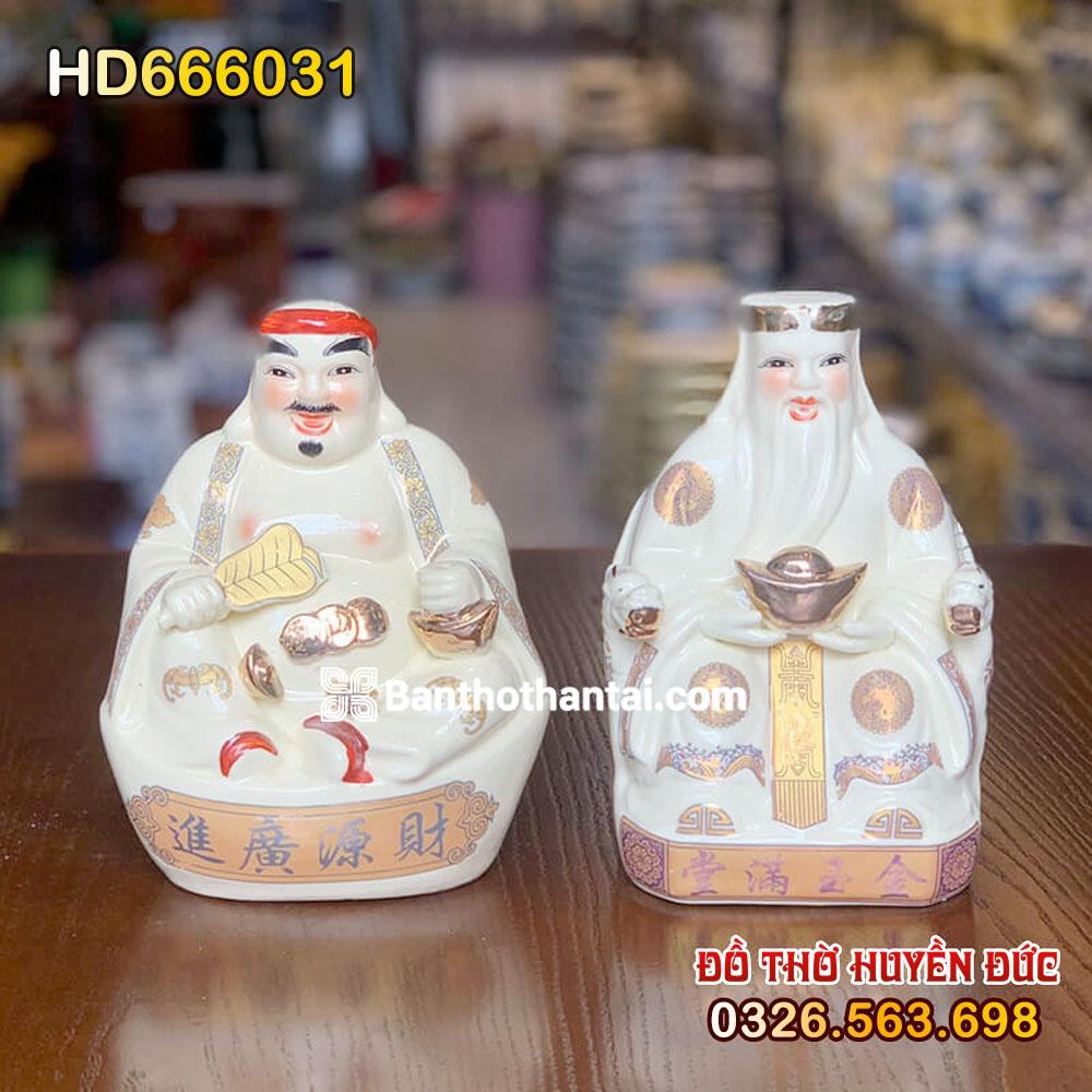 Tượng Thần Tài Thổ Địa bằng Sứ Ngà Vàng HD666031