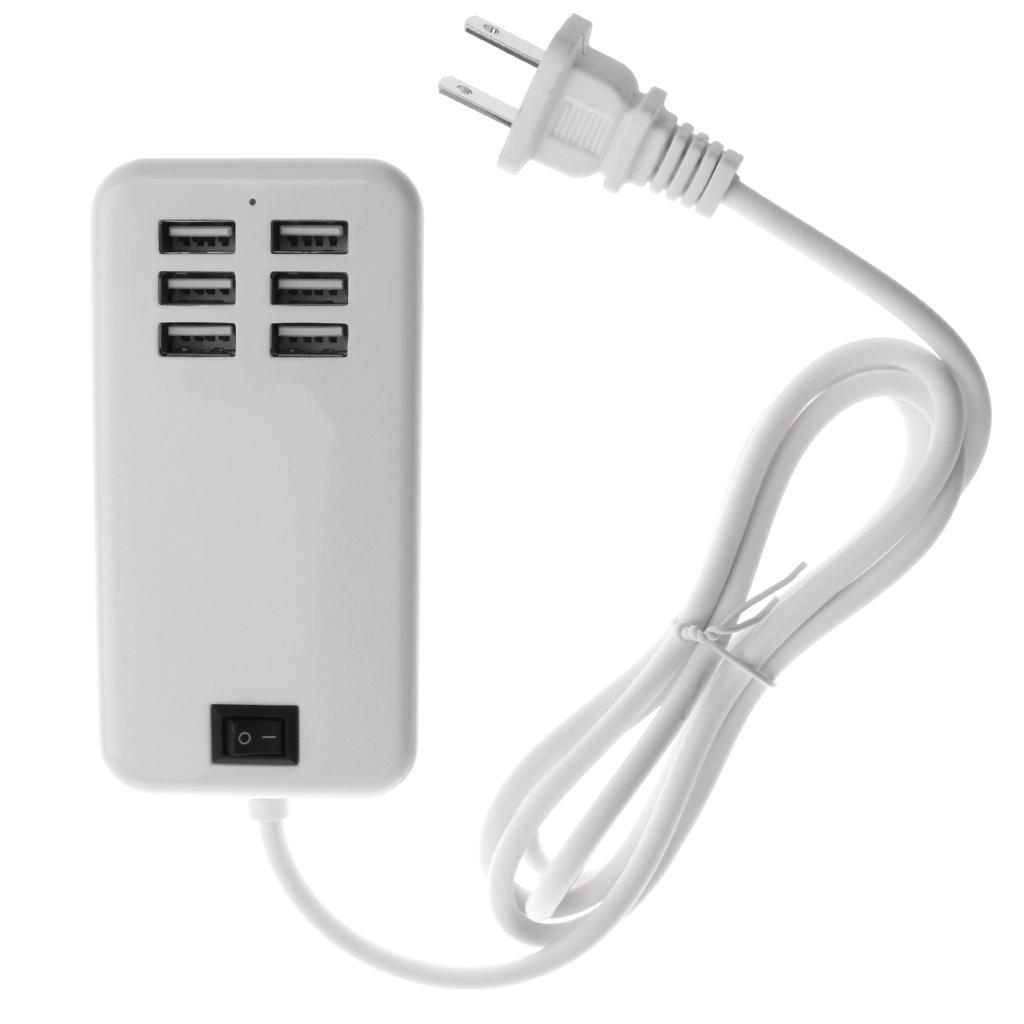 6-Port USB Desktop Charging Station Hub Wall Charger Power Adapter US White