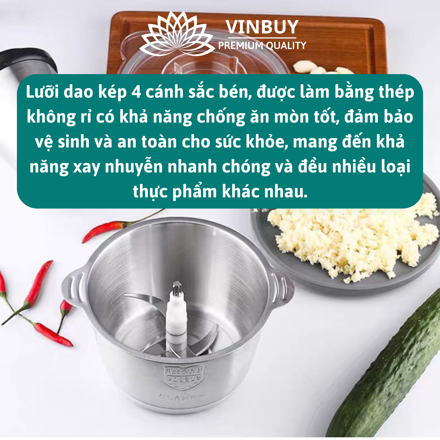 Máy Xay Thịt, Máy Xay Đa Năng Cao Cấp VINBUY 2L – HÀNG CHÍNH HÃNG