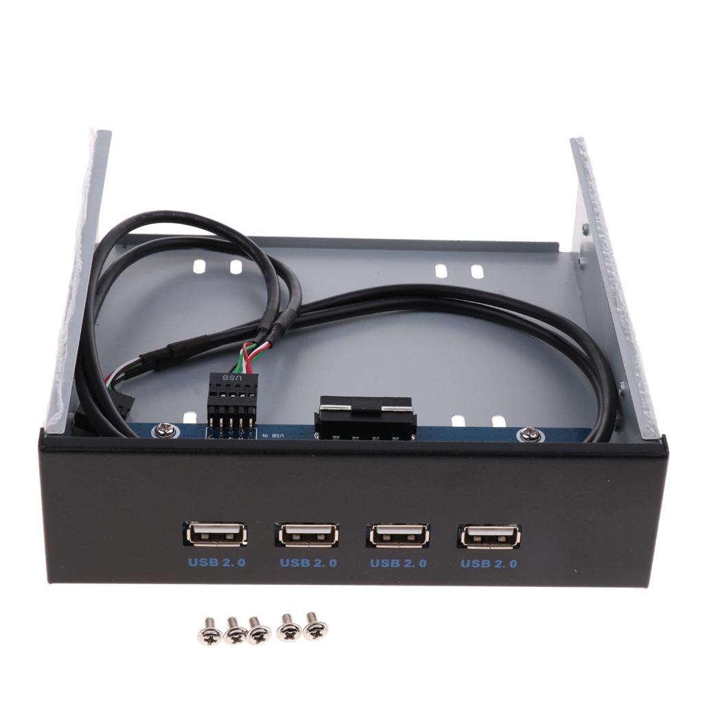 USB 2.0 Front Panel Hub 4 Port Expansion Bay 9Pin to USB2.0 Bracket Adapter
