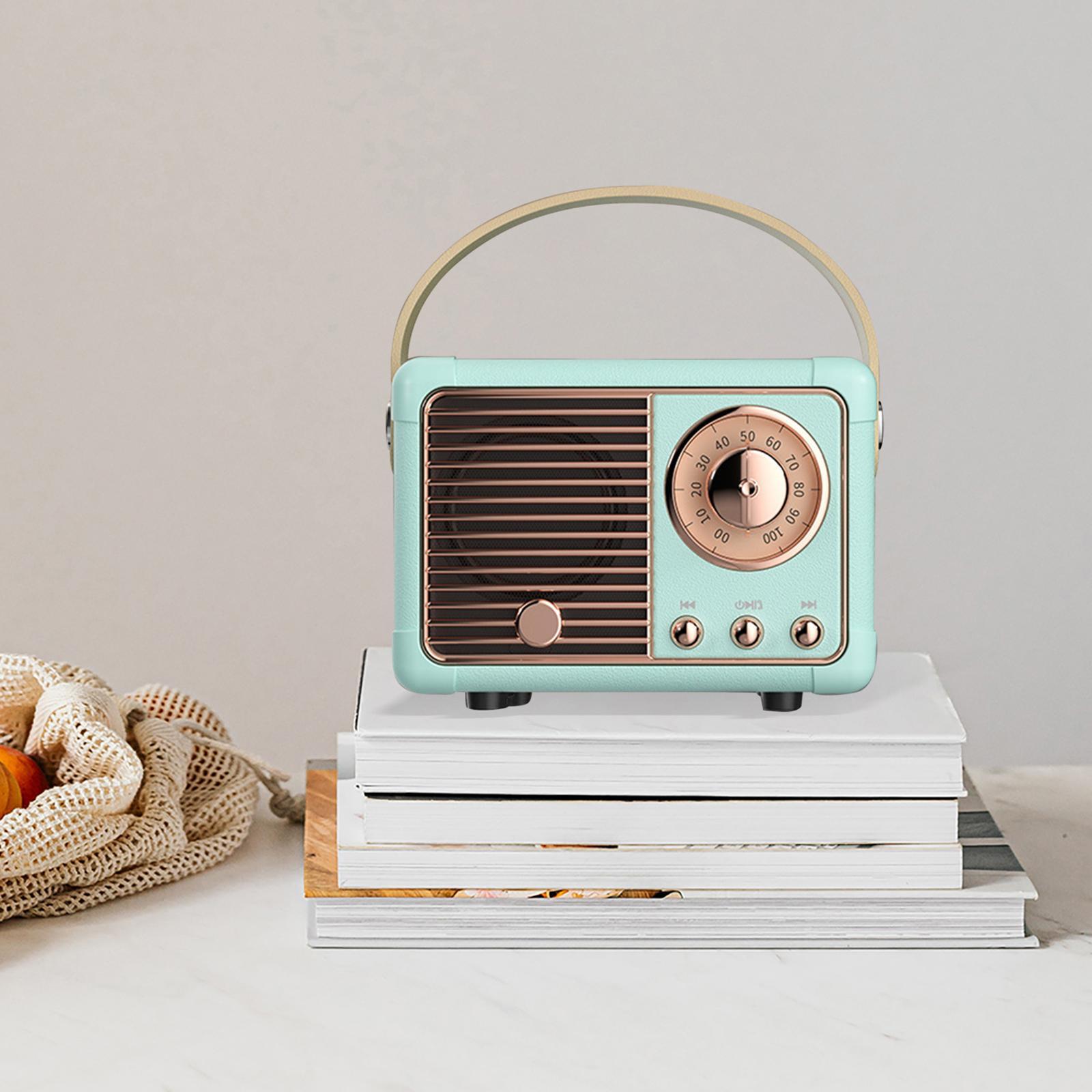 2- Retro Bluetooth Speaker Old Fashion Portable for Office Outdoor  blue