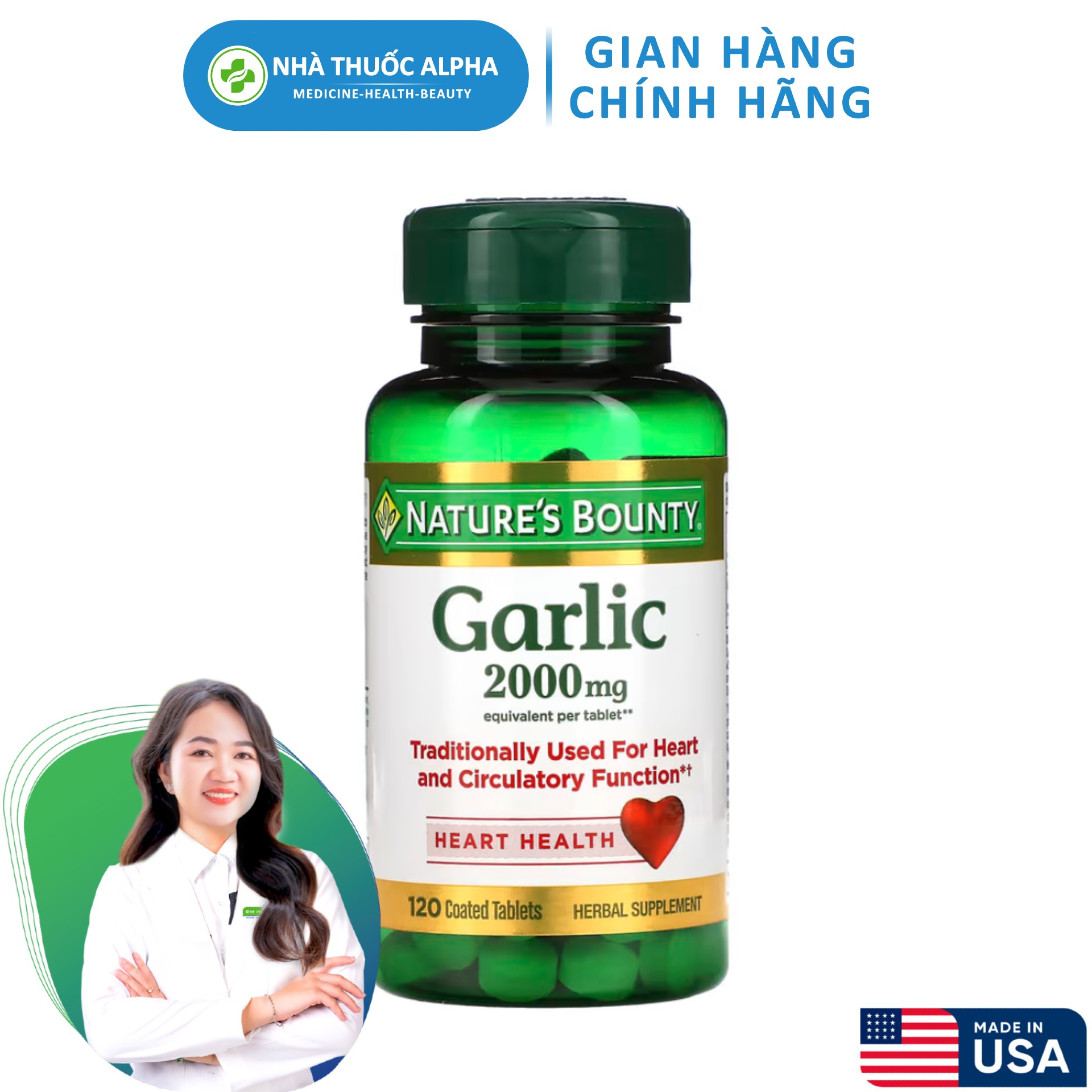 Viên uống tỏi Garlic 2000mg Odor Free không mùi Nature’s Bounty 120 viên