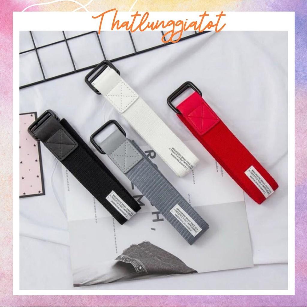 Dây thắt Lưng Vải Canvas Unisex, vải Dù Khóa Kim Loại Đen TL211