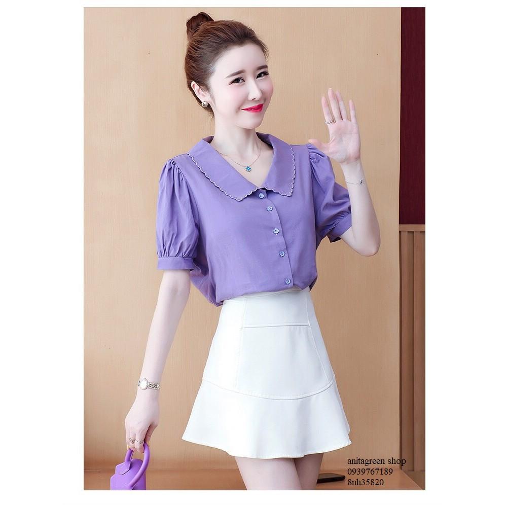 Nh35820-SƠ MI NỮ TAY PHỒNG MÀU TÍM