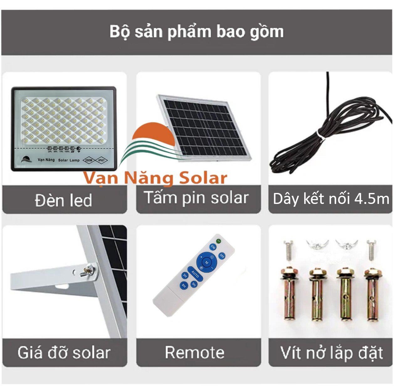 Đèn năng lượng mặt trời Vạn Năng Solar 200W-chóng chói