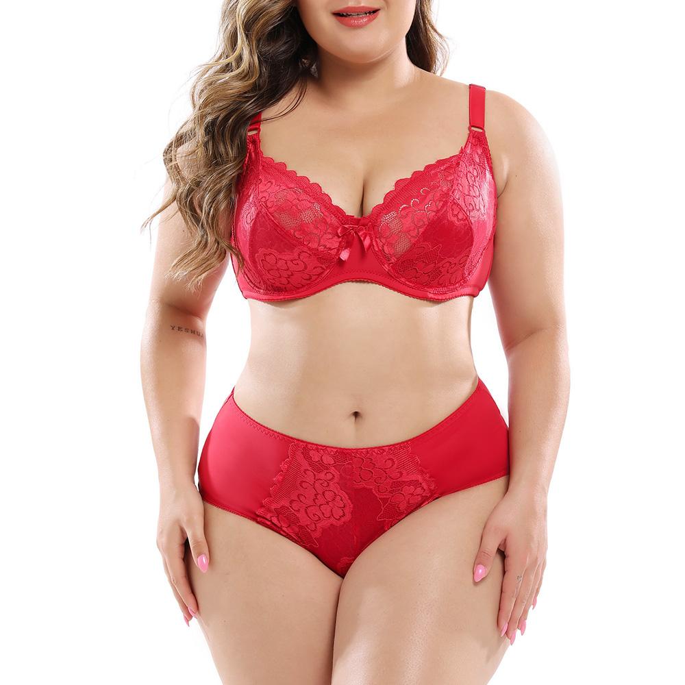Plus Size Nữ Gợi Cảm Của Áo Ngực Và Quần Bộ Ren Phối Quần Lót Quần Lót Ren Nội Y Áo Bralette Nữ Lớn Bộ Đồ Lót BH
