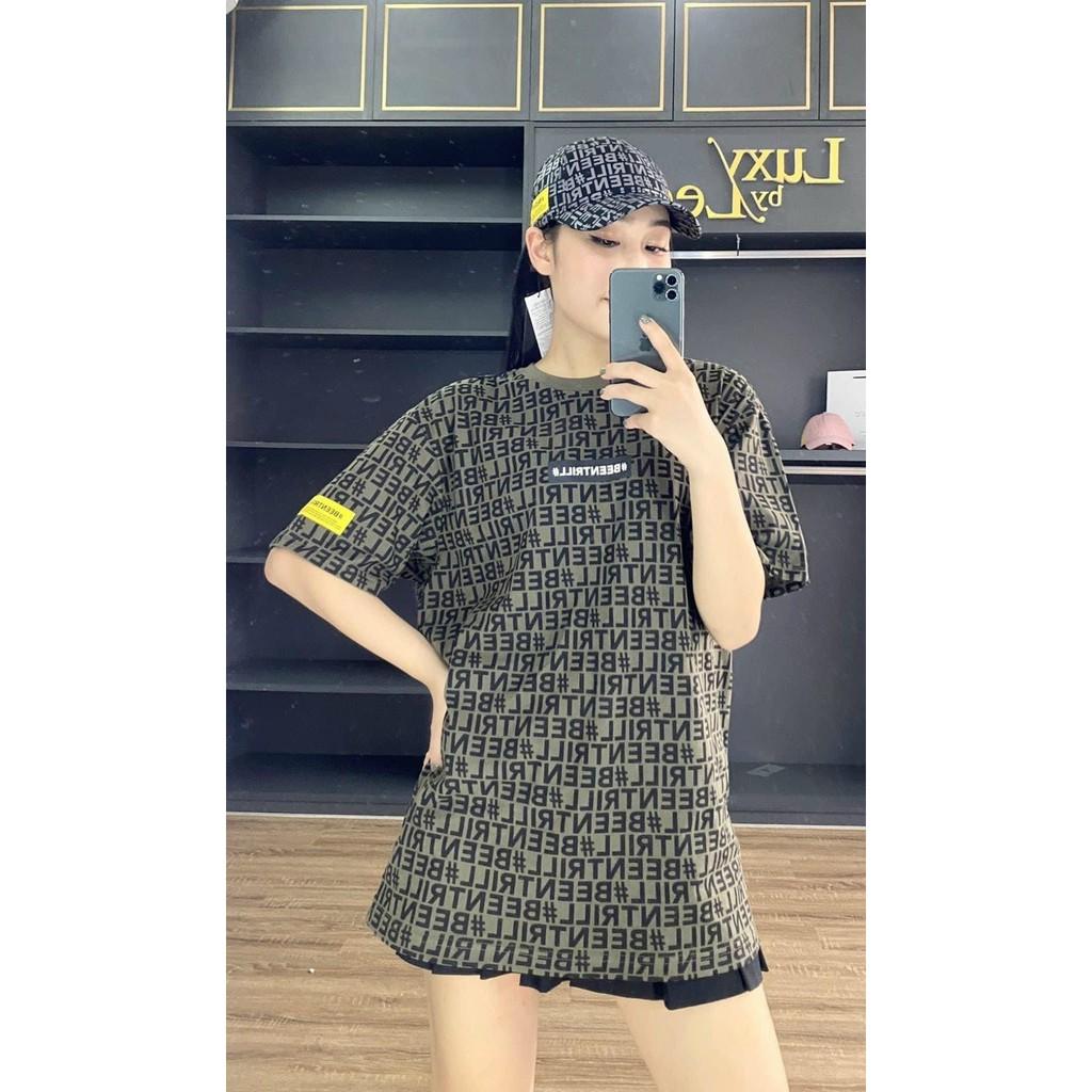 Áo thun tay lỡ phông Unisex nam nữ cotton beentrill monogram -B01 - Rêu