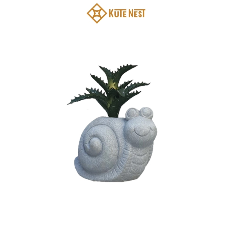 [Kute Nest] Chậu trang trí hình ốc sên cùng xương rồng nhân tạo – Phù hợp trang trí bàn làm việc, tủ kệ, ban công, quán café, quán trà sữa