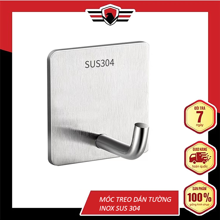 Móc treo dán tường Inox sus 304 - Móc dính dán tường đa năng chắc chắn, bền bỉ.