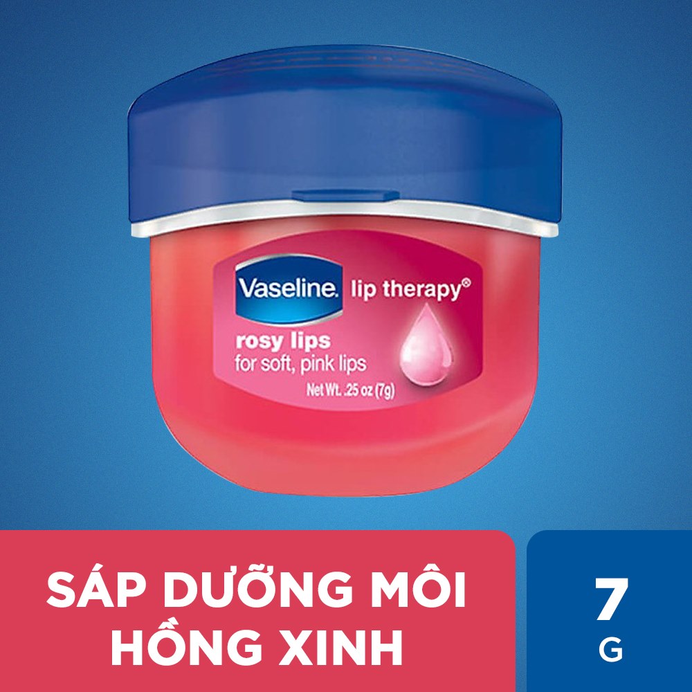 Bộ 2 sáp dưỡng môi Vaseline dạng hũ 7g: Hồng Xinh và Mềm Mịn