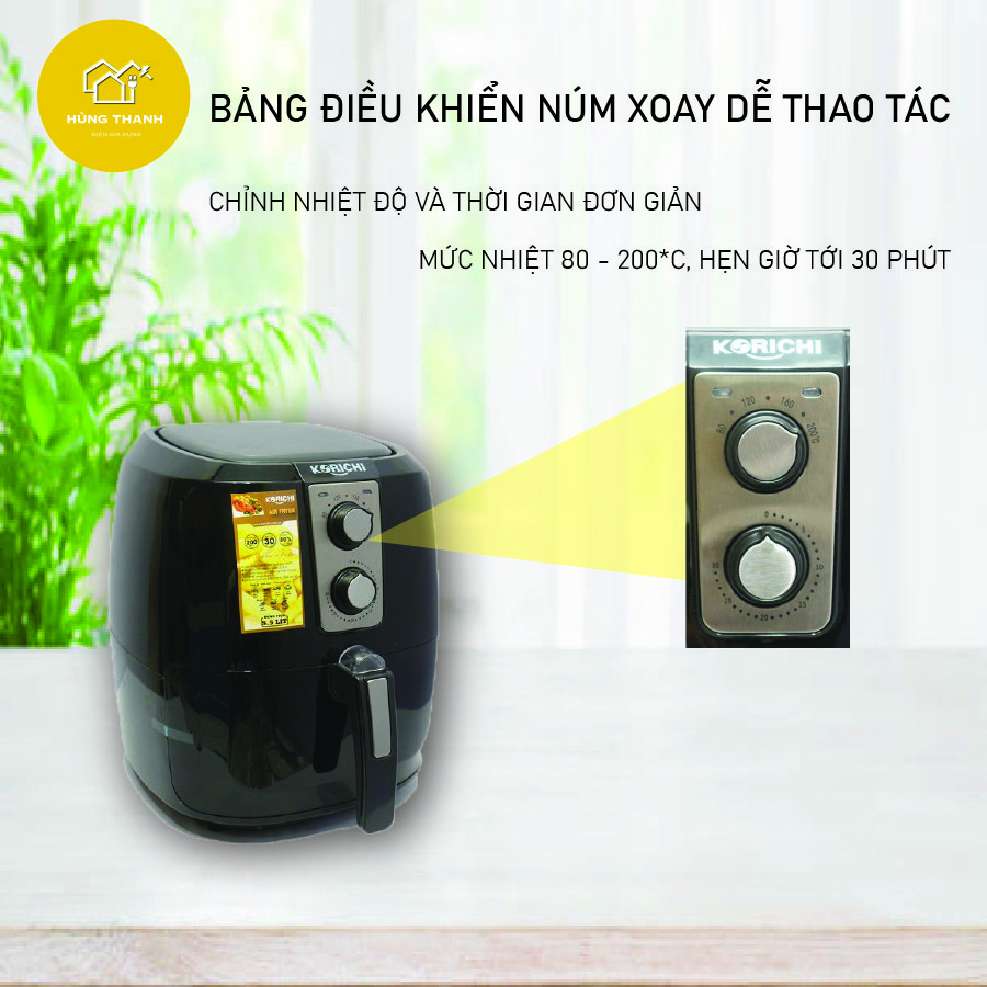 [HÀNG CHÍNH HÃNG] Nồi Chiên Không Dầu Chuẩn Korichi KRC-6155 Dung Tích 5.5 lít , Công Suất 1800W