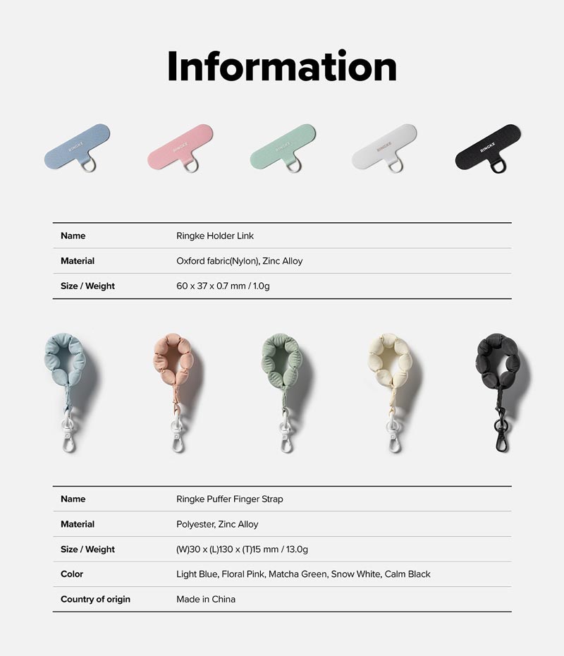 Dây đeo RINGKE Holder Link Puffer Finger Strap - Hàng Chính Hãng