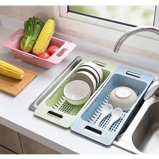 Rổ gác bồn rửa bát thông minh gấp gọn, khay nhựa đa năng có thể điều chỉnh kích thước gài bồn rửa chén siêu tiện dụng