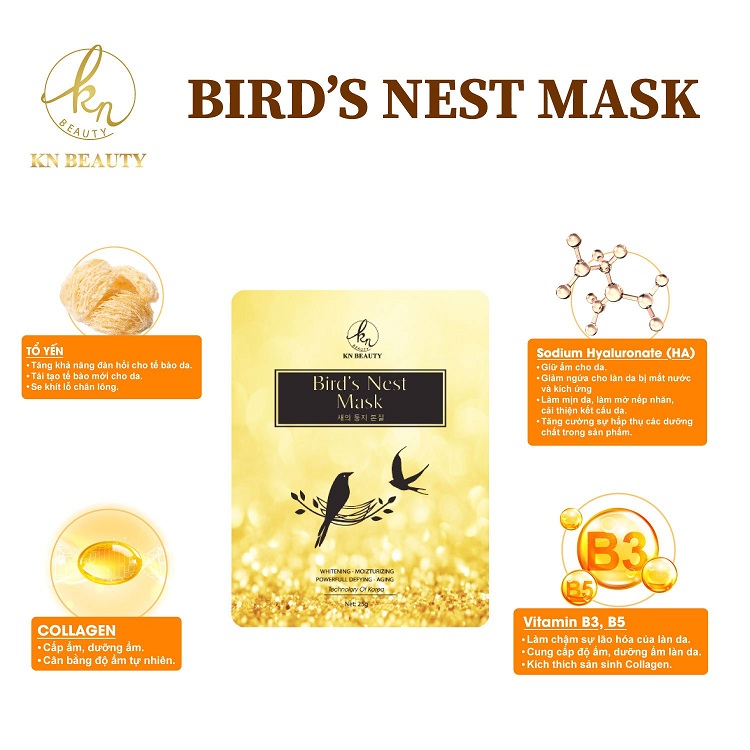 Mặt nạ dưỡng da tổ Yến collagen – KN Beauty