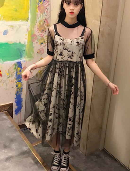 Đầm midi lưới hoa nữ tính Mã: DA4918