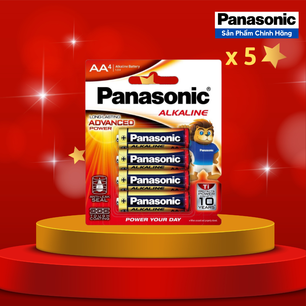 5 Vỉ ( 20 Viên ) Pin AA Panasonic Alkaline LR6T Siêu Bền - Hàng chính hãng