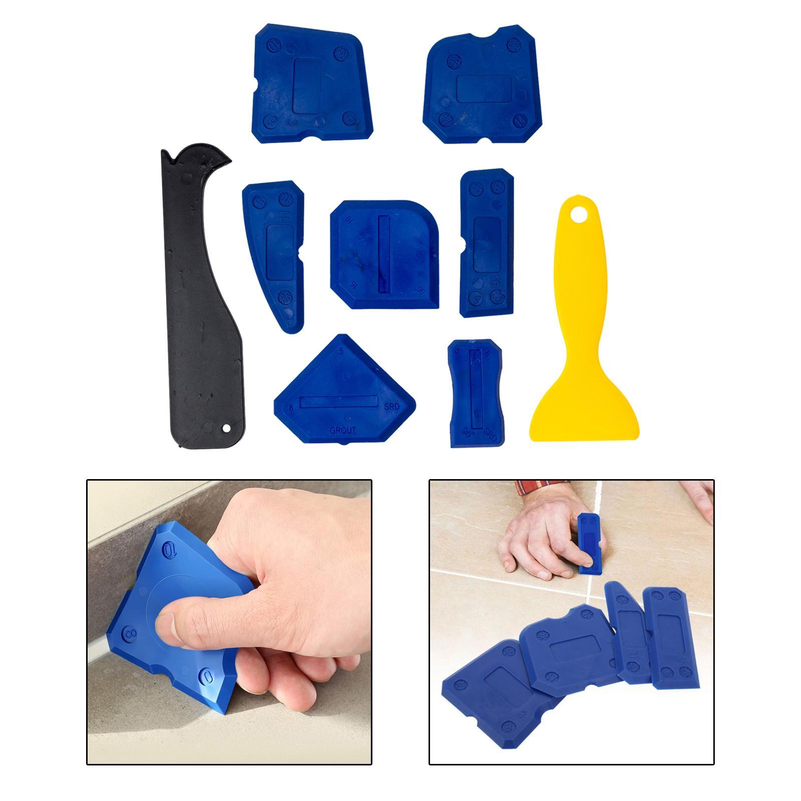 9Pcs Caulking Tool Grout Removal Tool Seam Finishing Tool Glue Corner Replaceable Pads Joint Sealant Sealing for Floor Sink Windows