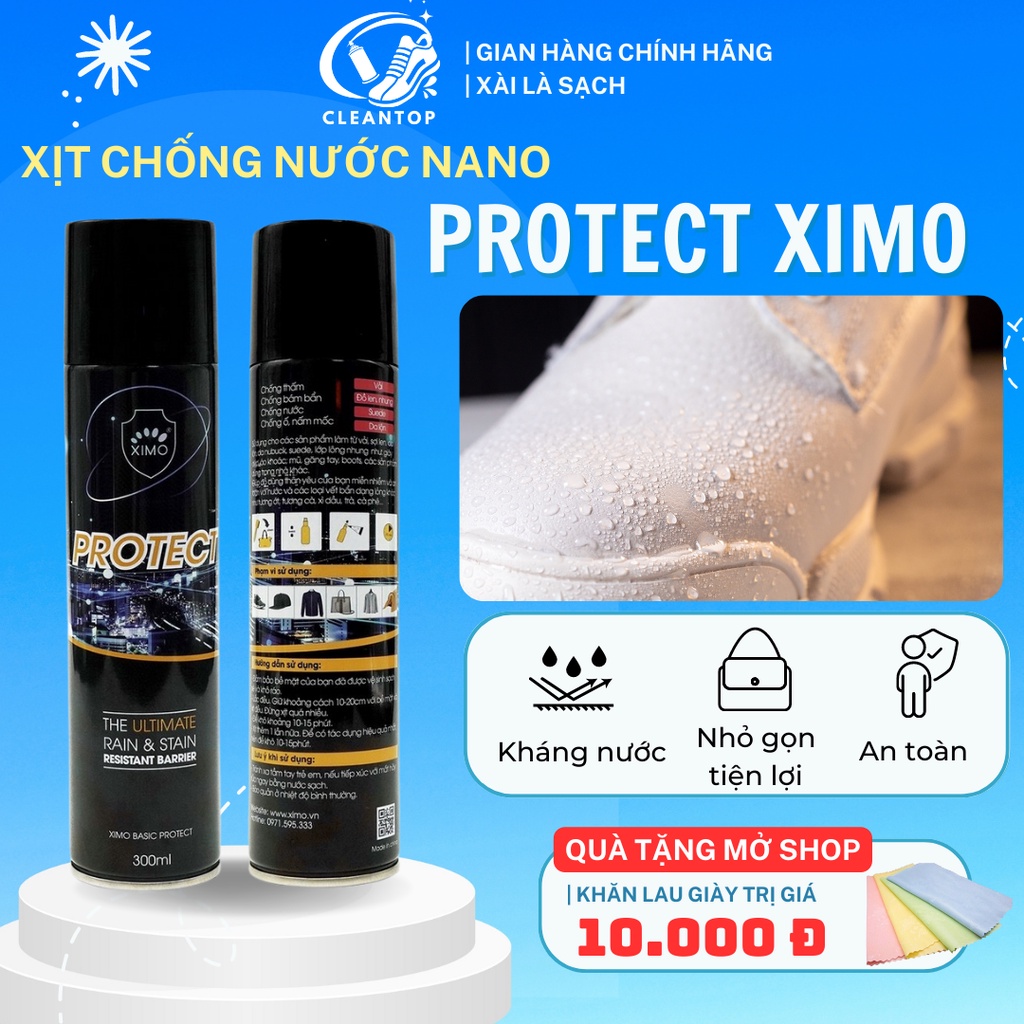 Xịt Chống Thấm Nước XIMO PROTECT Chống Nước, Chống Bẩn Giày Khi Đi Mưa CLEANTOP