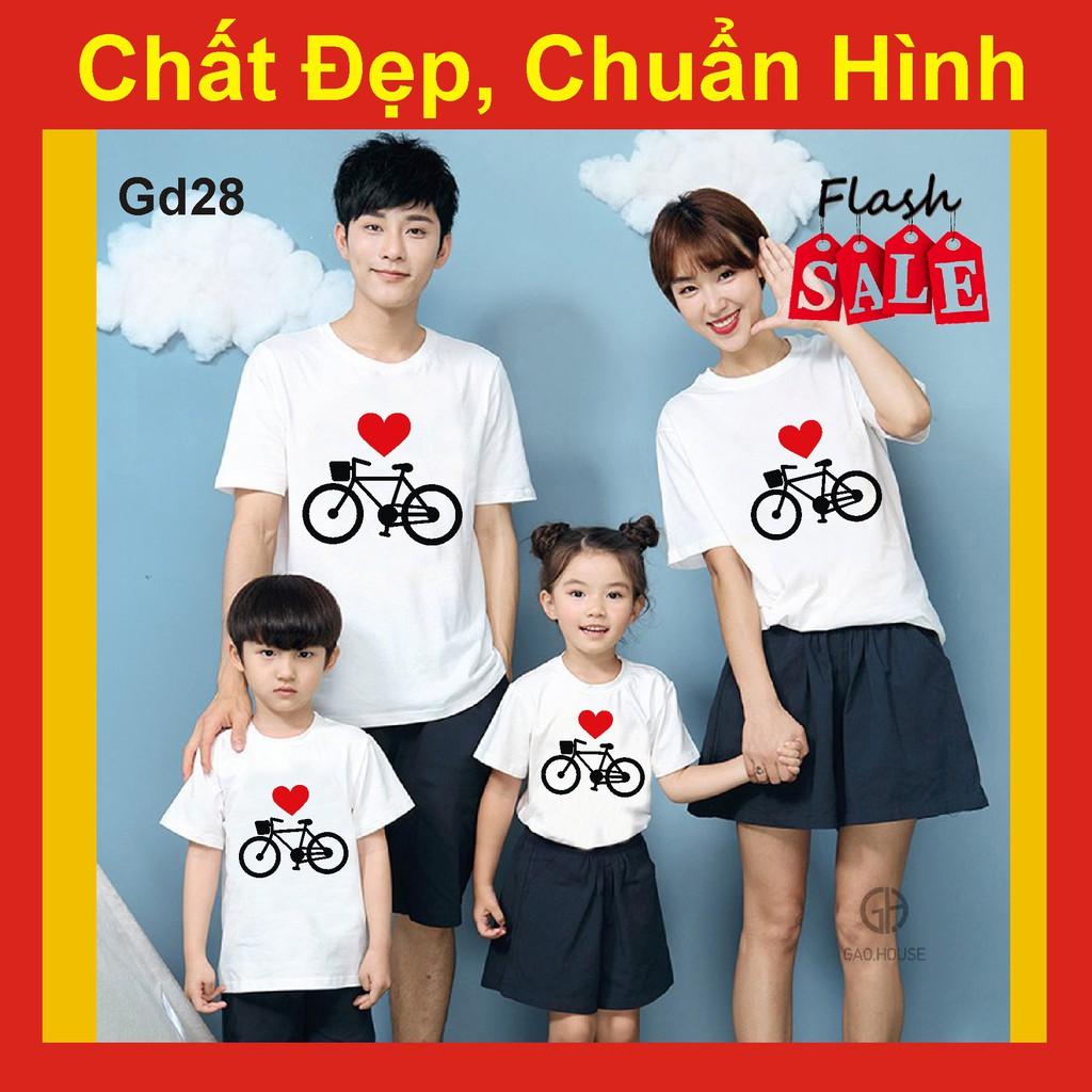Áo Gia Đình xe đạp trái tim 28.2, coton co giãn 4 chiều, family we are thả tim love you, thun. du lịch,đi chơi, thả tim,