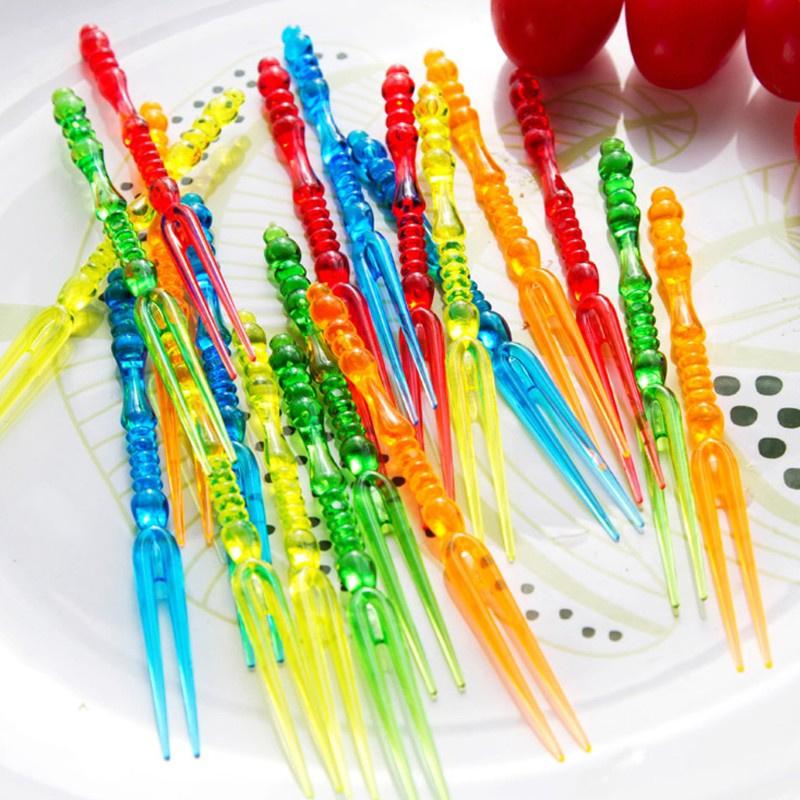 Set 10 Nĩa Ăn Trái Cây Nhựa Nhựa Trong- Tiện Dụng