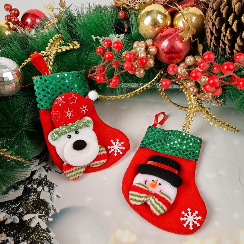 Set 2 Chiếc Tất Trang Trí Cây Thông Giáng Sinh Dễ Thương