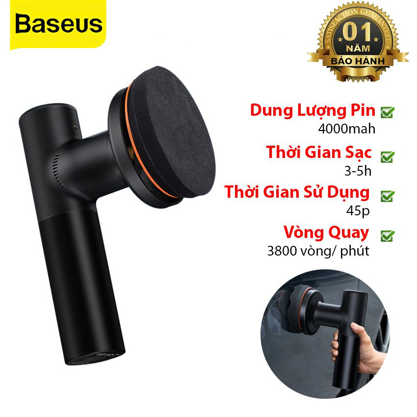 Máy Đánh Bóng Xe Hơi Ô Tô Không Dây Baseus Quay 3800 Vòng/Phút Pin 4000mAh Sử Dụng 45 phút - Hàng Chính Hãng