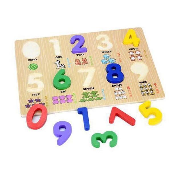 Bảng Số Đếm Gỗ nổi Song ngữ cho bé - Đồ chơi Ghép hình Montessori Giúp bé học đếm ĐCG