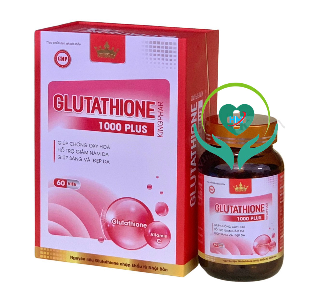 ￼Viên uống trắng da Glutathione 1000 plus Kingphar, hộp 60 viên