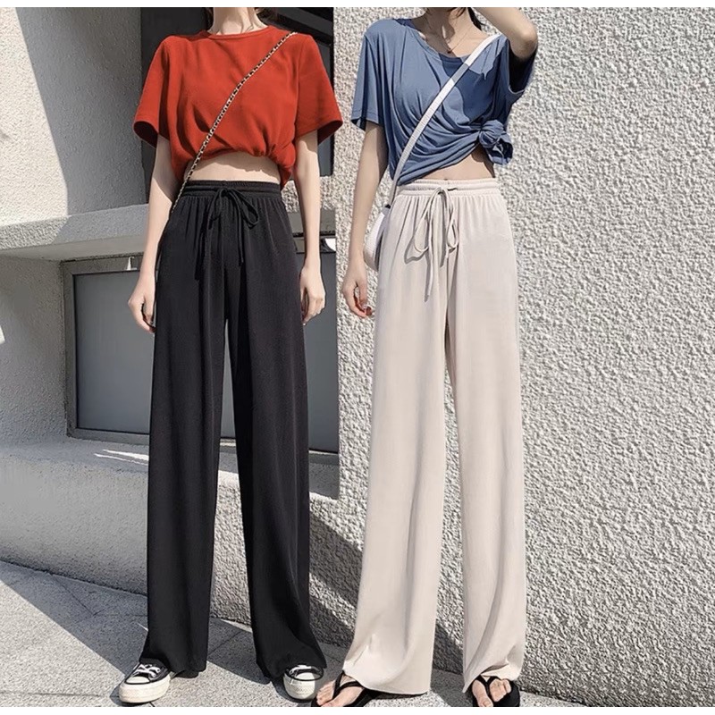 Quần ống rộng culottes vải gân tăm hack dáng cho nữ, chipxinhxk