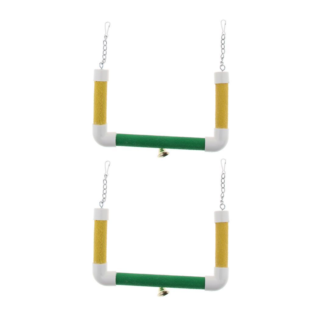 Pet Bird Parrot Cage Hanging Stand Wood Swing
