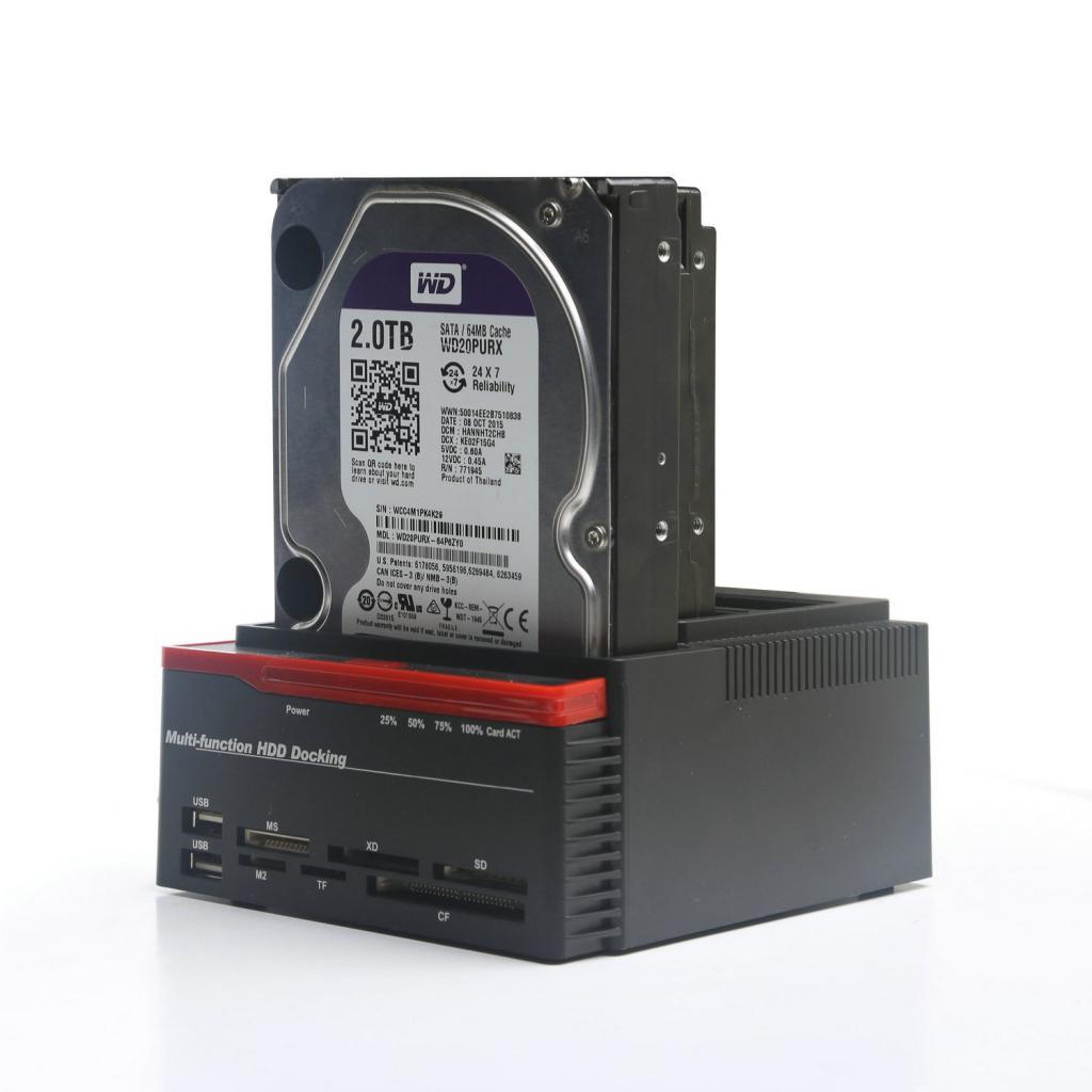 USB3.0 Docking Station 2.5/3.5'' SSD HDD SATA IDE Card Reader Dock Box EU