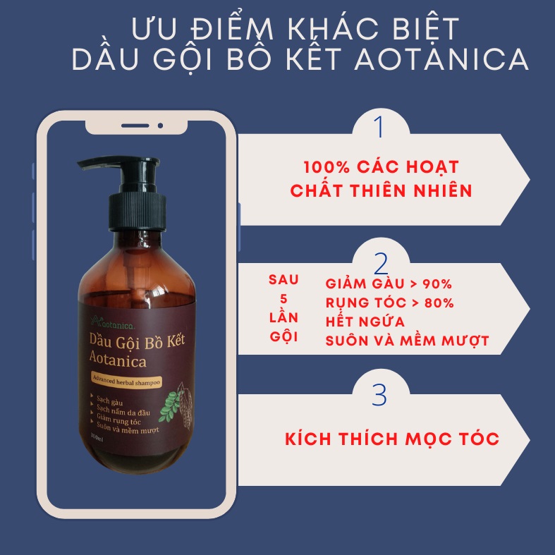 Dầu gội thảo mộc bồ kết Aotanica 300ml