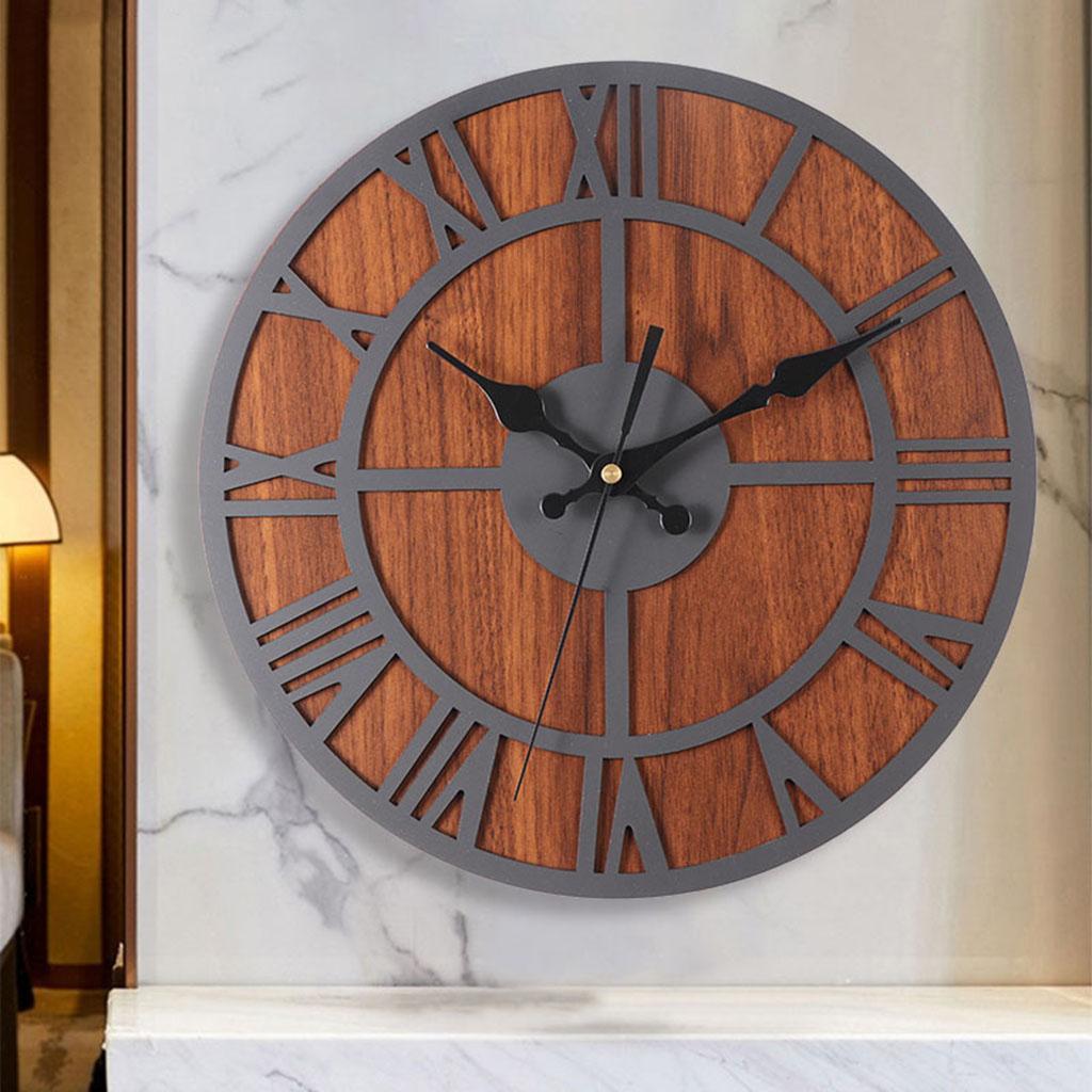 Vintage Modern Wall Clock 3D Roman Numeral Home Room Ornament Black A