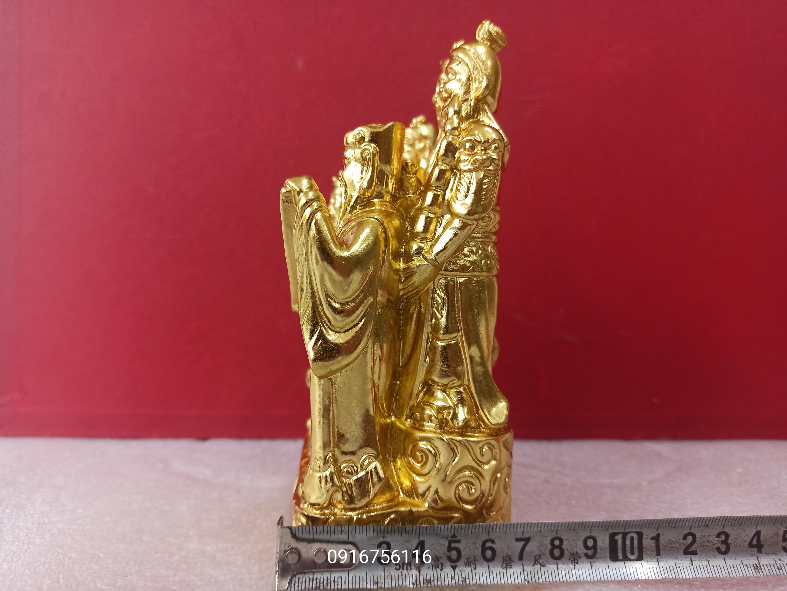 Tượng ngũ phúc ngũ hộ thần tài bằng đồng thau cỡ trung cao 18cm. Vật phẩm phong thủy, tâm linh, thờ cúng