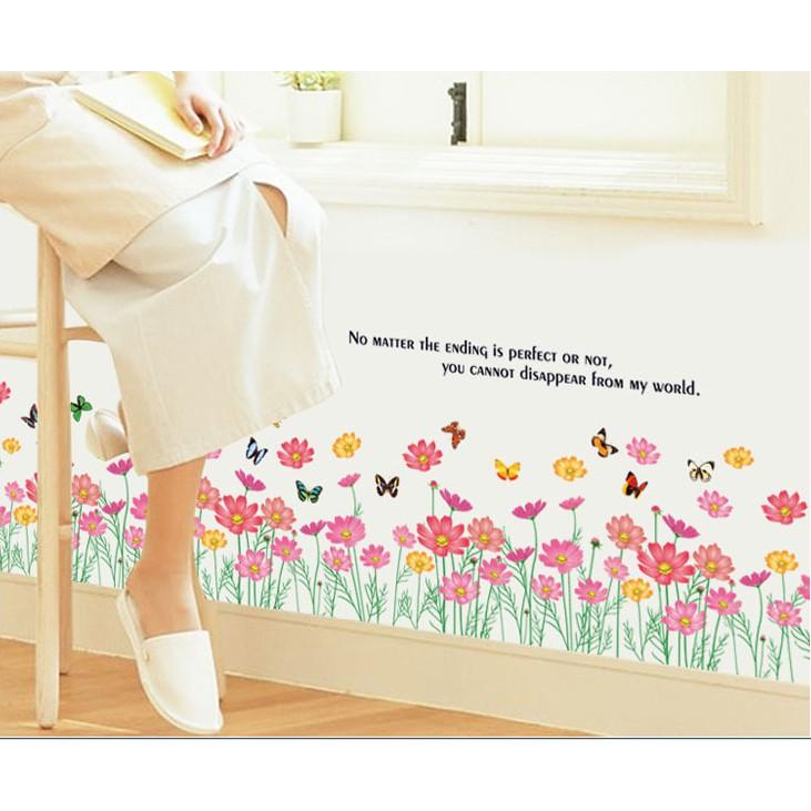 Decal trang trí chân tường Hoa Cúc Hồng To