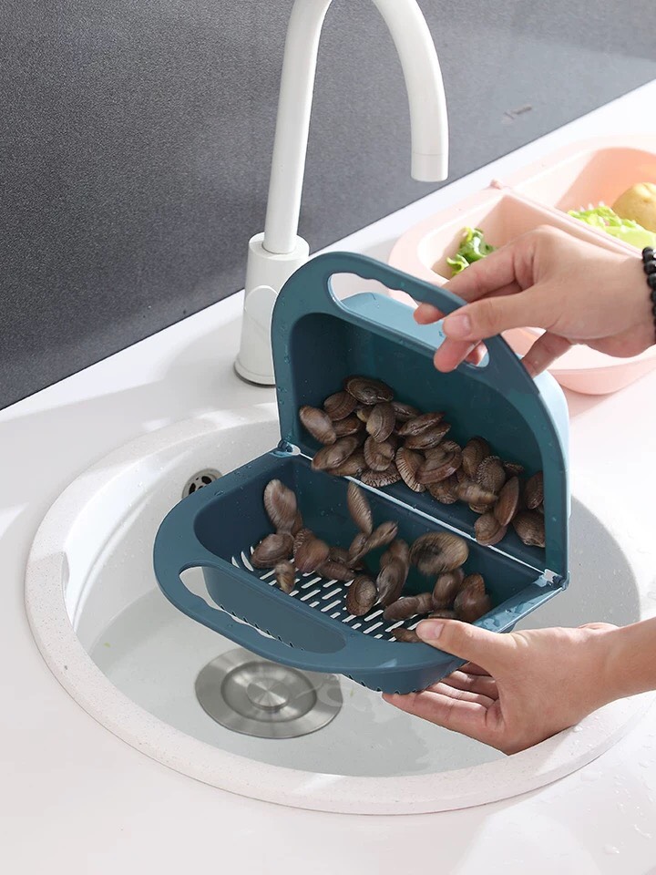 COMBO Rổ Nhựa 2in1 Có Thể Gấp Gọn Đa Chức Năng Cho Gia Đình + Móc Treo - Tặng 1 khăn lau bếp hình vịt
