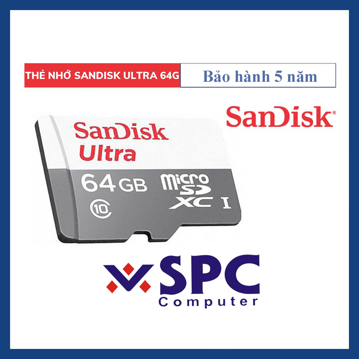 Thẻ nhớ SDHC Sandisk Ultra 64GB tốc độ 100MB/s UHS-I hàng chính hãng