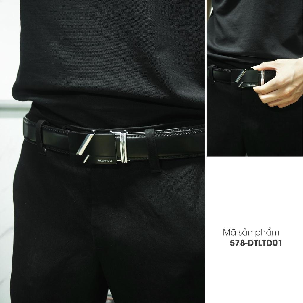 Thắt lưng nam da khóa tự động da bò cao cấp, Dây nịt nam đen nâu phong cách Hàn Quốc - T210