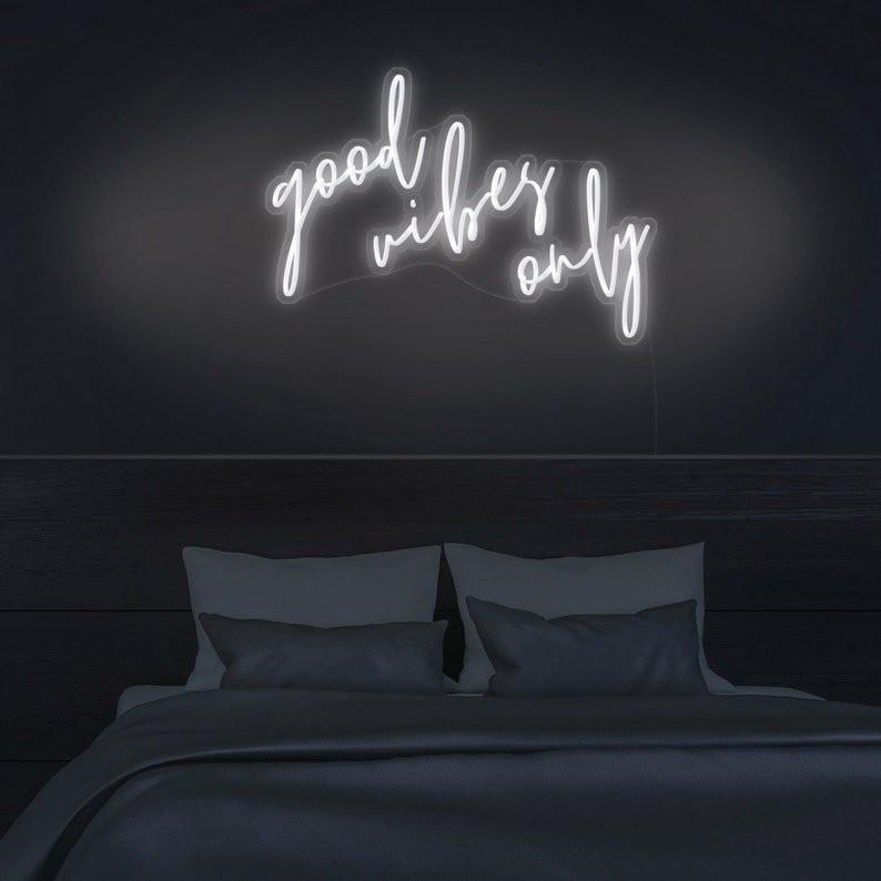 Đèn LED neon sign hình GOOD VIBES ONLY | Saigonneonart | Sử dụng điện 12V | Chuyên dùng trang trí tường, trang trí phòng ngủ, trang trí nhà , trang trí quán coffee, trang trí cửa hàng