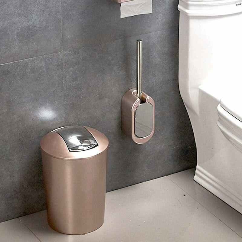 Bộ bàn chải nhà vệ sinh không có móng tay sửa chữa bàn chải nhà vệ sinh Bàn chải nhà vệ sinh bằng thép không gỉ với nắp đóng tự động (màu hồng)