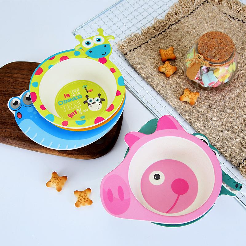 Sức Khỏe Trẻ Em Sợi Tre Tự Nhiên Bát Hoạt Hình Dễ Thương Động Vật Món Ăn Cho Bé Bộ Đồ Ăn Trẻ Em Trẻ Sơ Sinh Cho Bé Tấm Hộp Quà Tặng