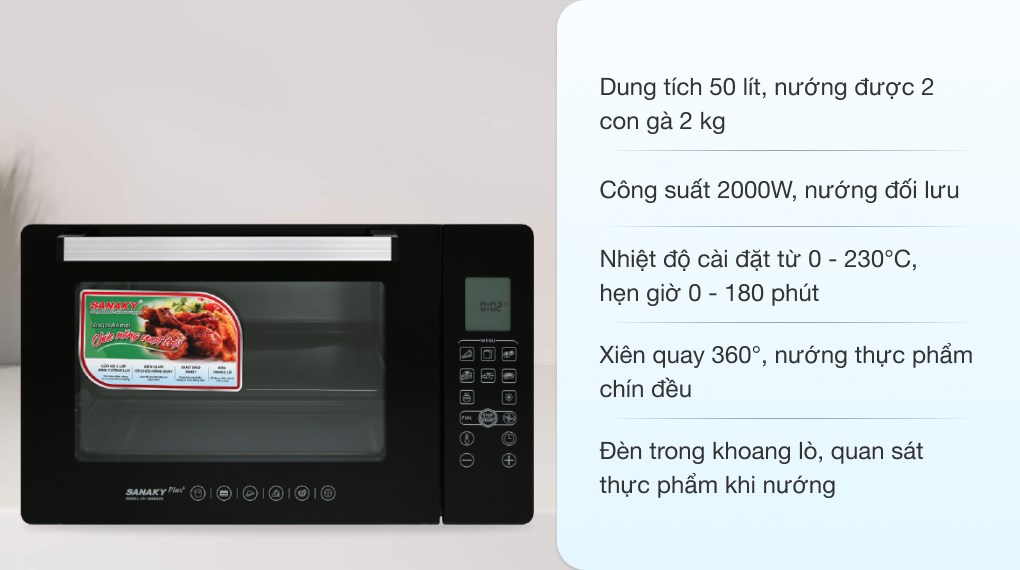 Lò nướng Sanaky 50 lít VH-5088N2D hàng chính hãng