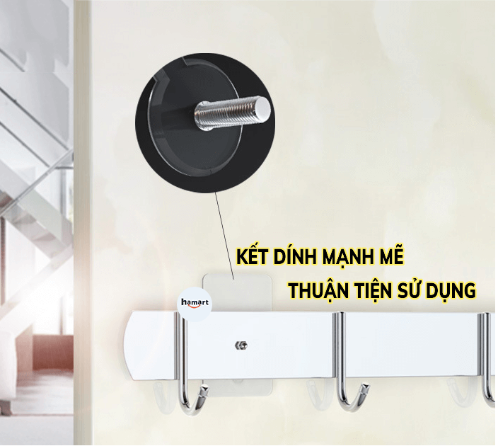 Móc Dán Tường Có Đinh Ốc Vít Hamart Miếng Dán Tường Đóng Đinh Tiện Lợi Ko Khoan Đục Tường