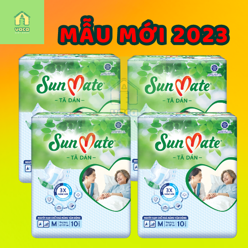 Tã/bỉm dán người lớn SunMate mẫu mới size M10 miếng