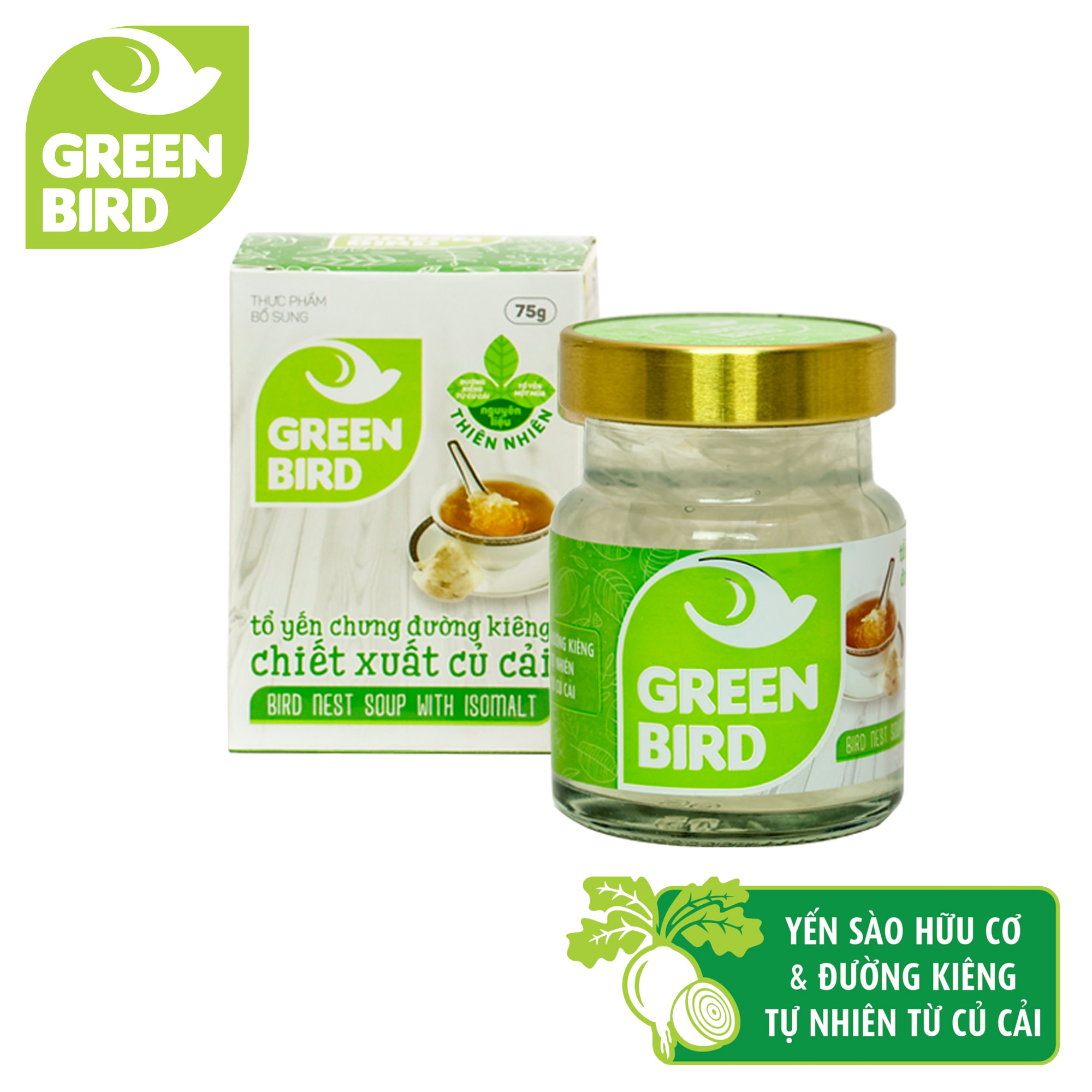 Green Bird - Nước Yến Sào Chưng Đường Kiêng Củ Cải -Hũ Đơn (75g)