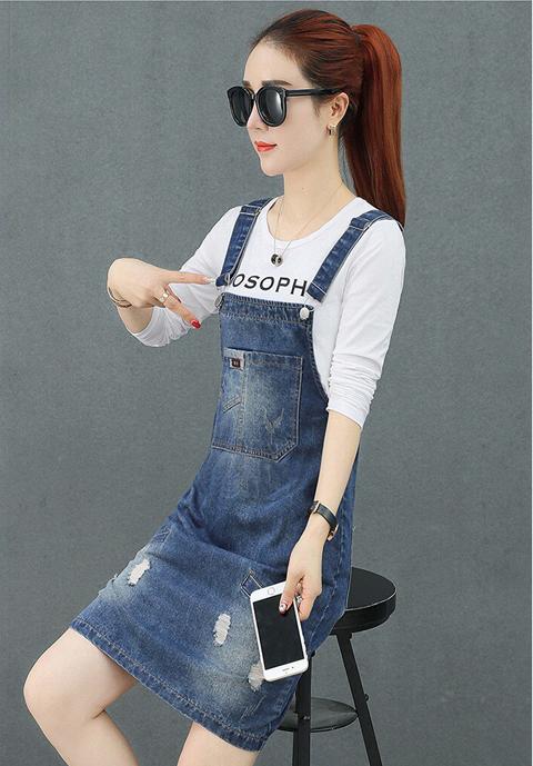 ĐẦM YẾM DENIM LƯNG ĐÍNH LOGO DY788-788DY