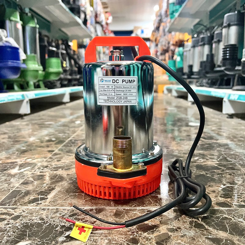 Máy bơm chìm 12V, 24V dây đồng 100%, thân inox và gang Nagaki - Bảo hành 1 năm